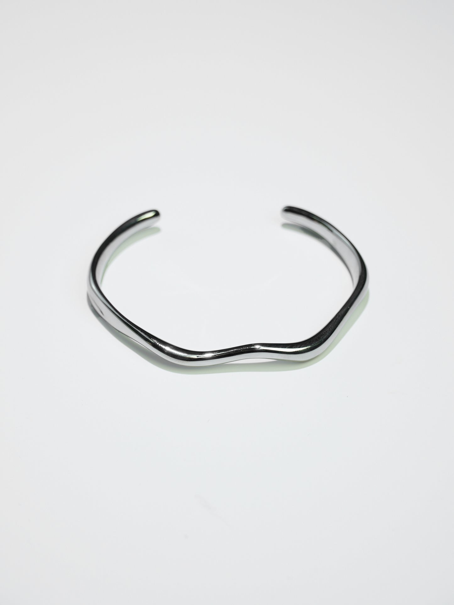 18K Gold Planted Stainless Steel Wave Open Chain Bangle Bracelet-11