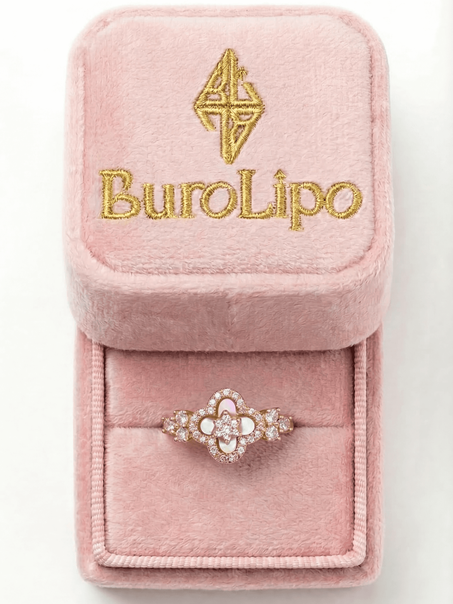 18K Rose Gold Plated Lucky Leaf Shell Pearls Ring