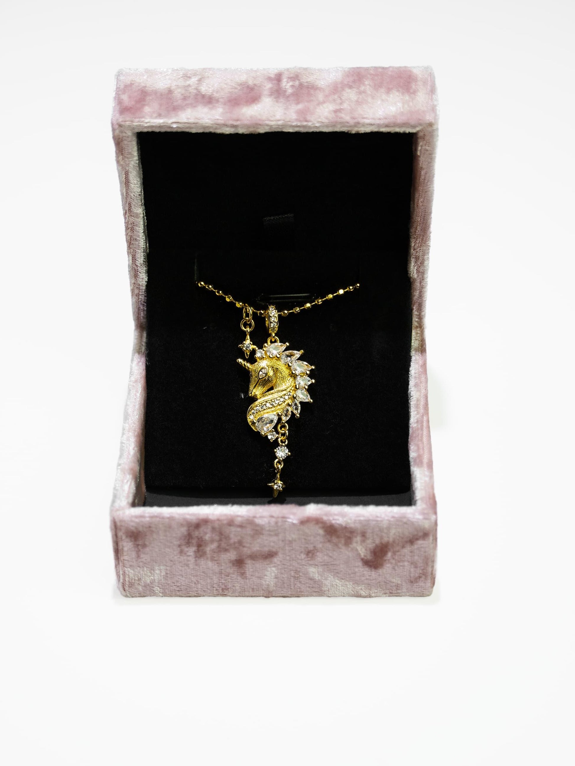 14K Gold Sparkling Diamond Unicorn Pendant Necklace-06