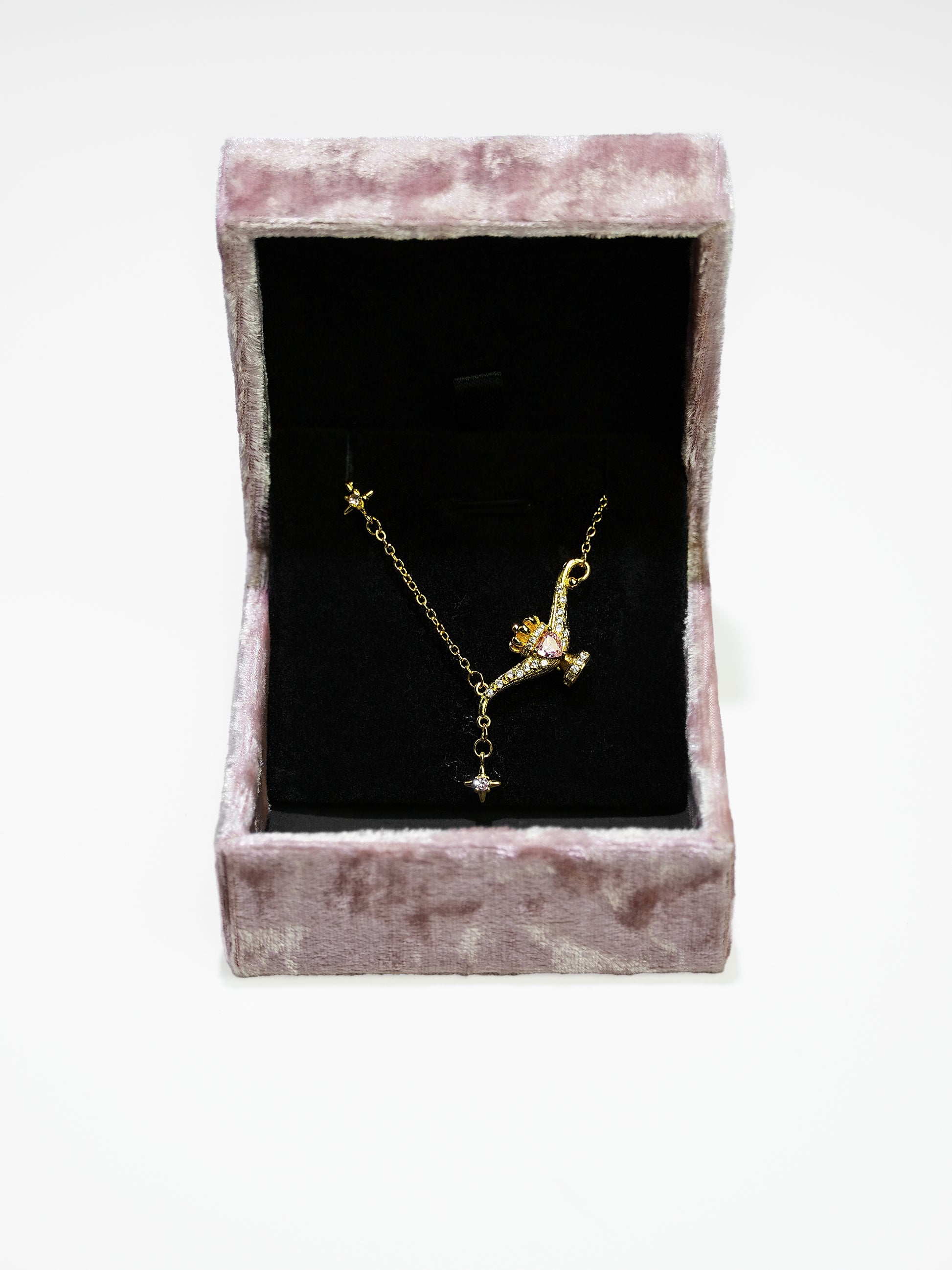 14K Gold Pink Cubic Zirconia Aladdin's Wish Lamp Necklace-06