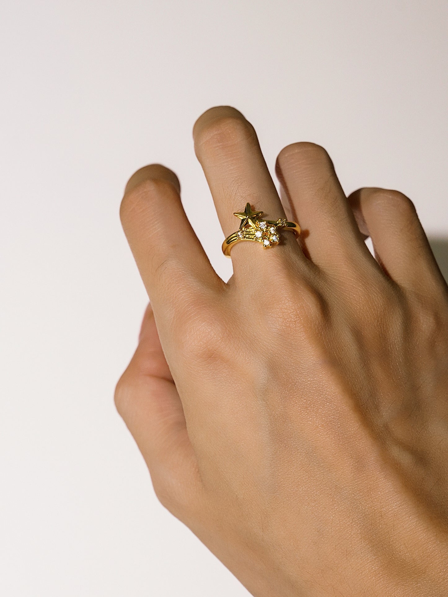 16K Gold Cubic Zirconia Star Adjustable Opening Ring-01