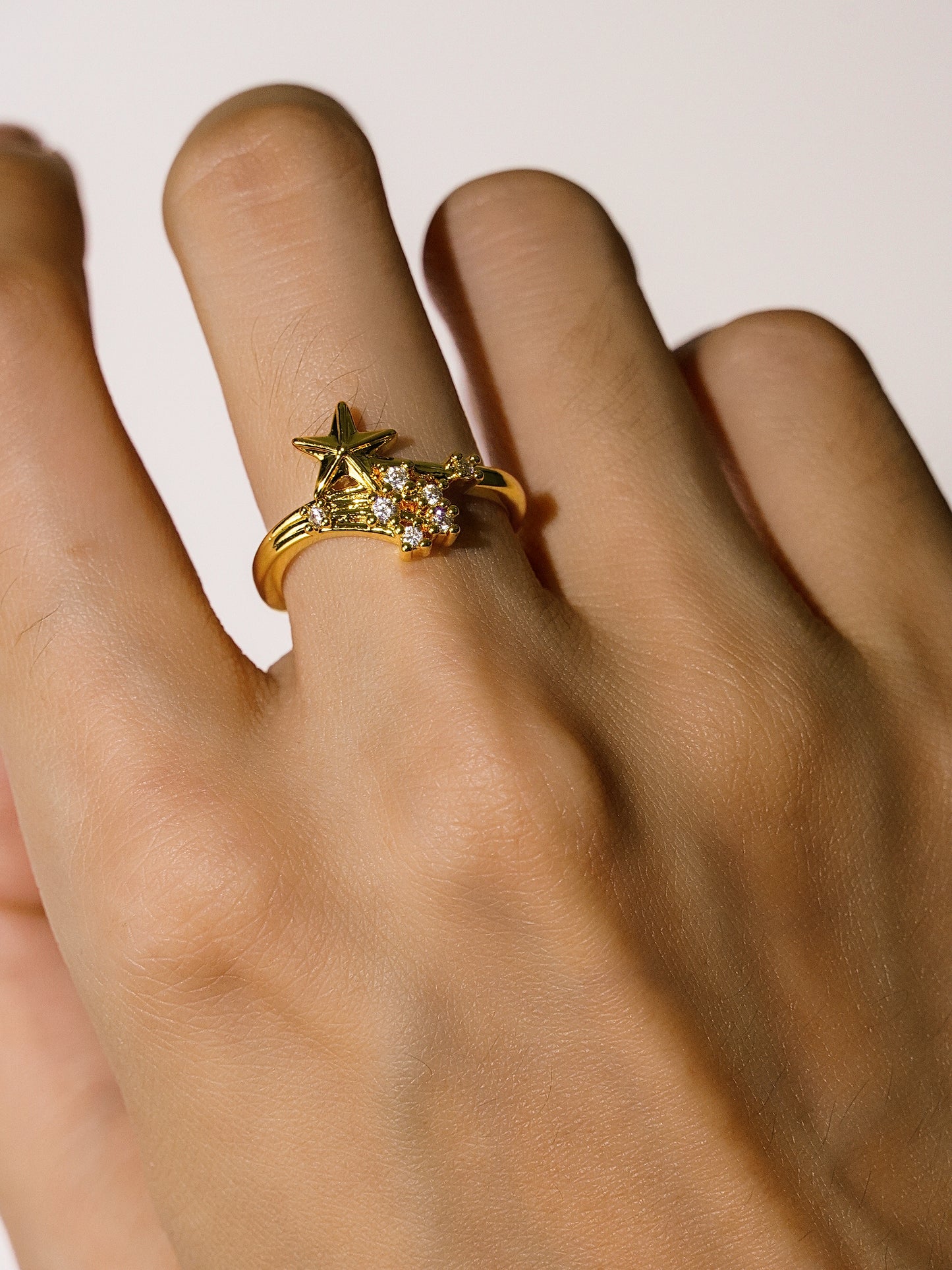 16K Gold Cubic Zirconia Star Adjustable Opening Ring-02