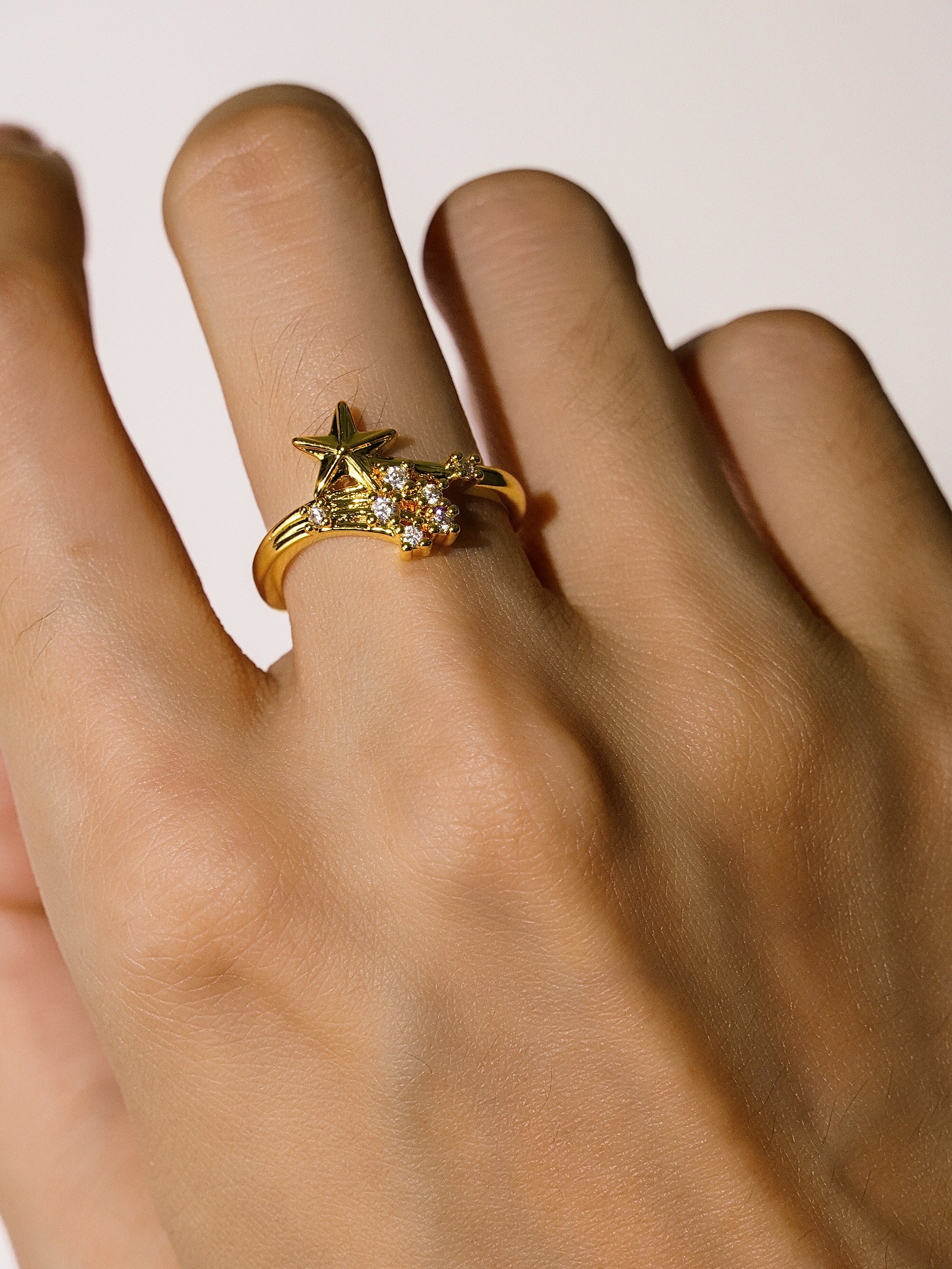 16K Gold Cubic Zirconia Star Adjustable Opening Ring-02
