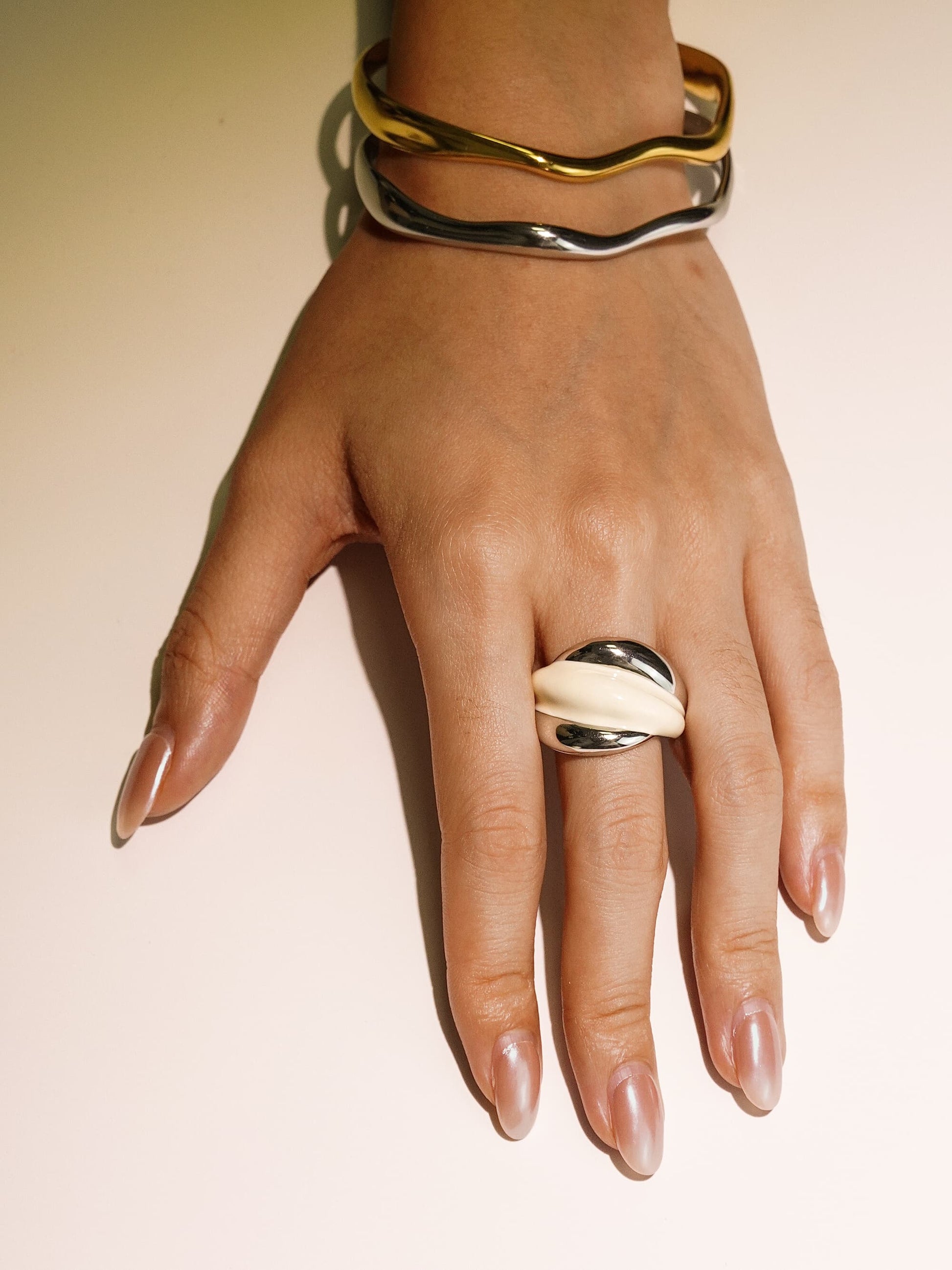 925 Silver Minimal Cream White Enamel Ring For Women-04