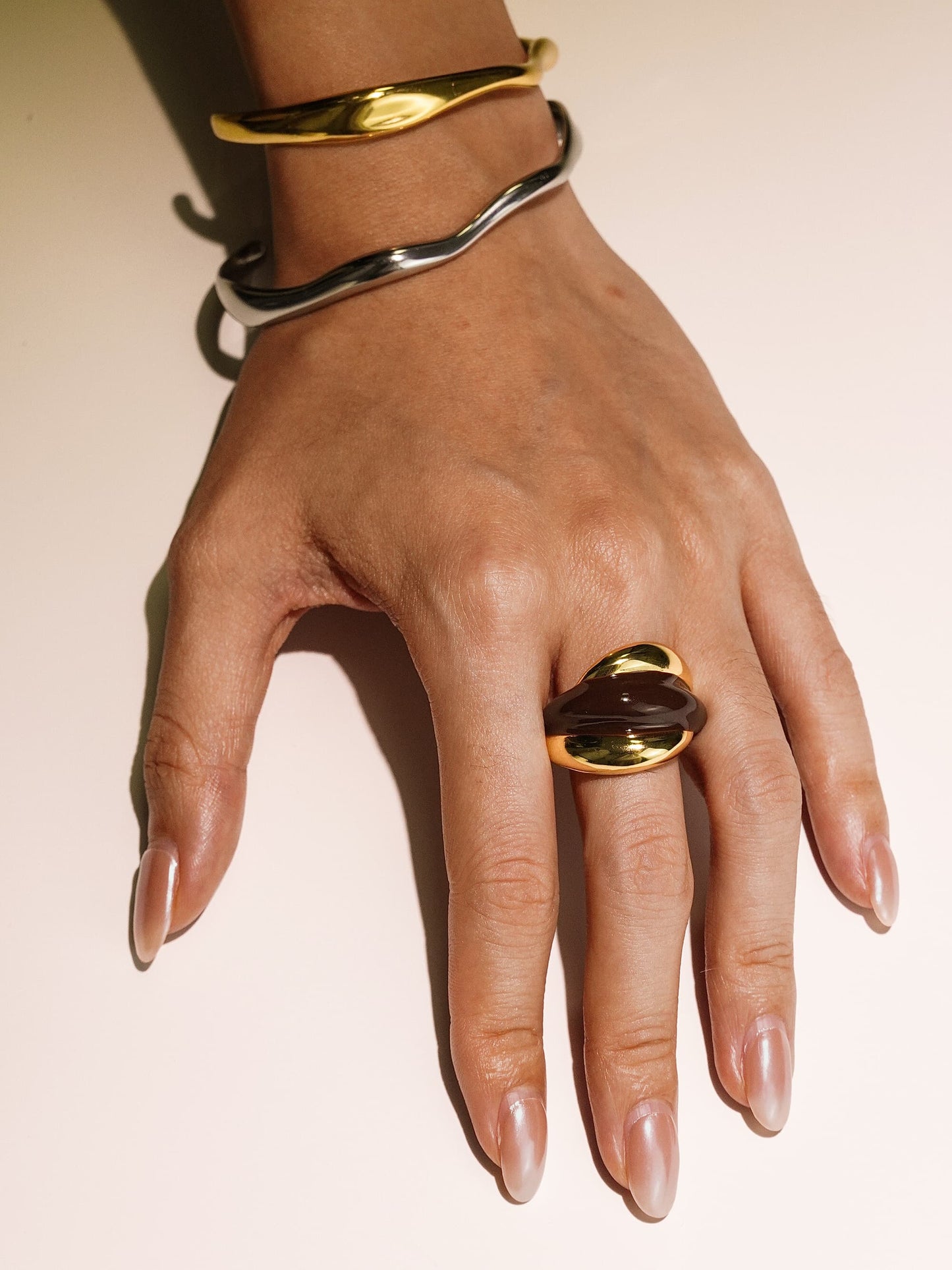 925 Silver Minimal Cream White Enamel Ring For Women-09