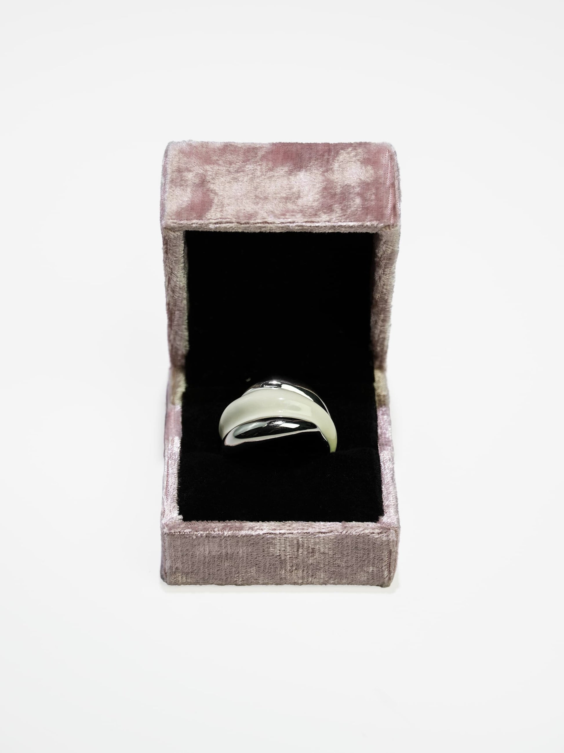 925 Silver Minimal Cream White Enamel Ring For Women-11