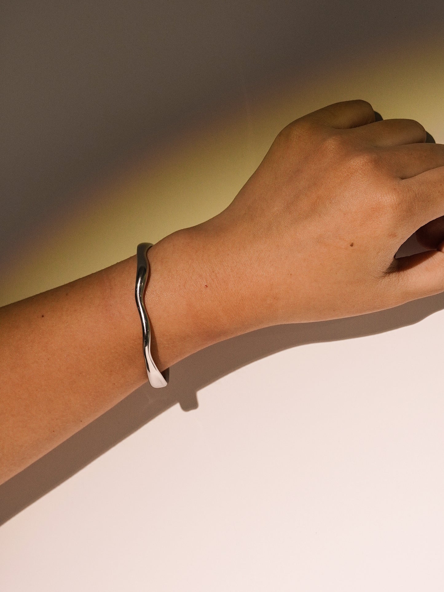18K Gold Planted Stainless Steel Wave Open Chain Bangle Bracelet-08
