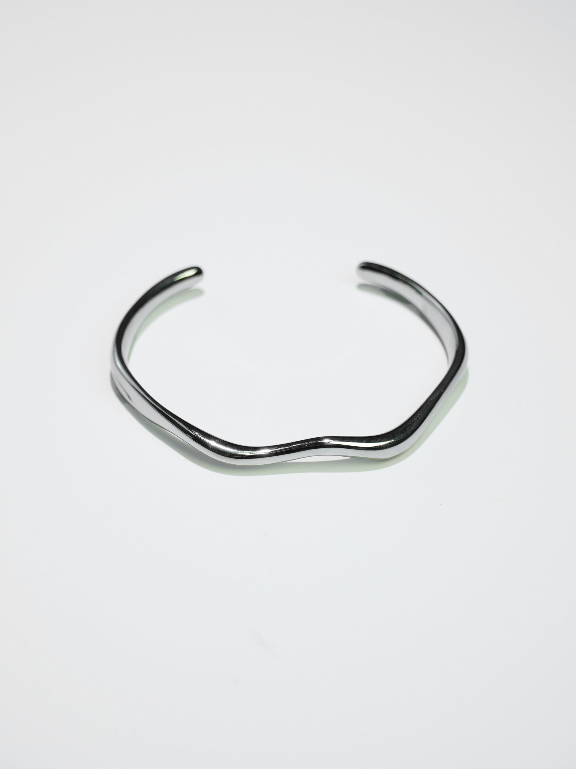 18K Gold Planted Stainless Steel Wave Open Chain Bangle Bracelet-11