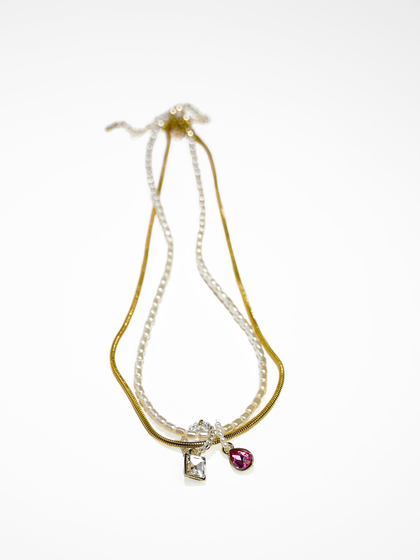 14K Gold & Artificial Pearls Double-Layer Replaceable Necklace-04