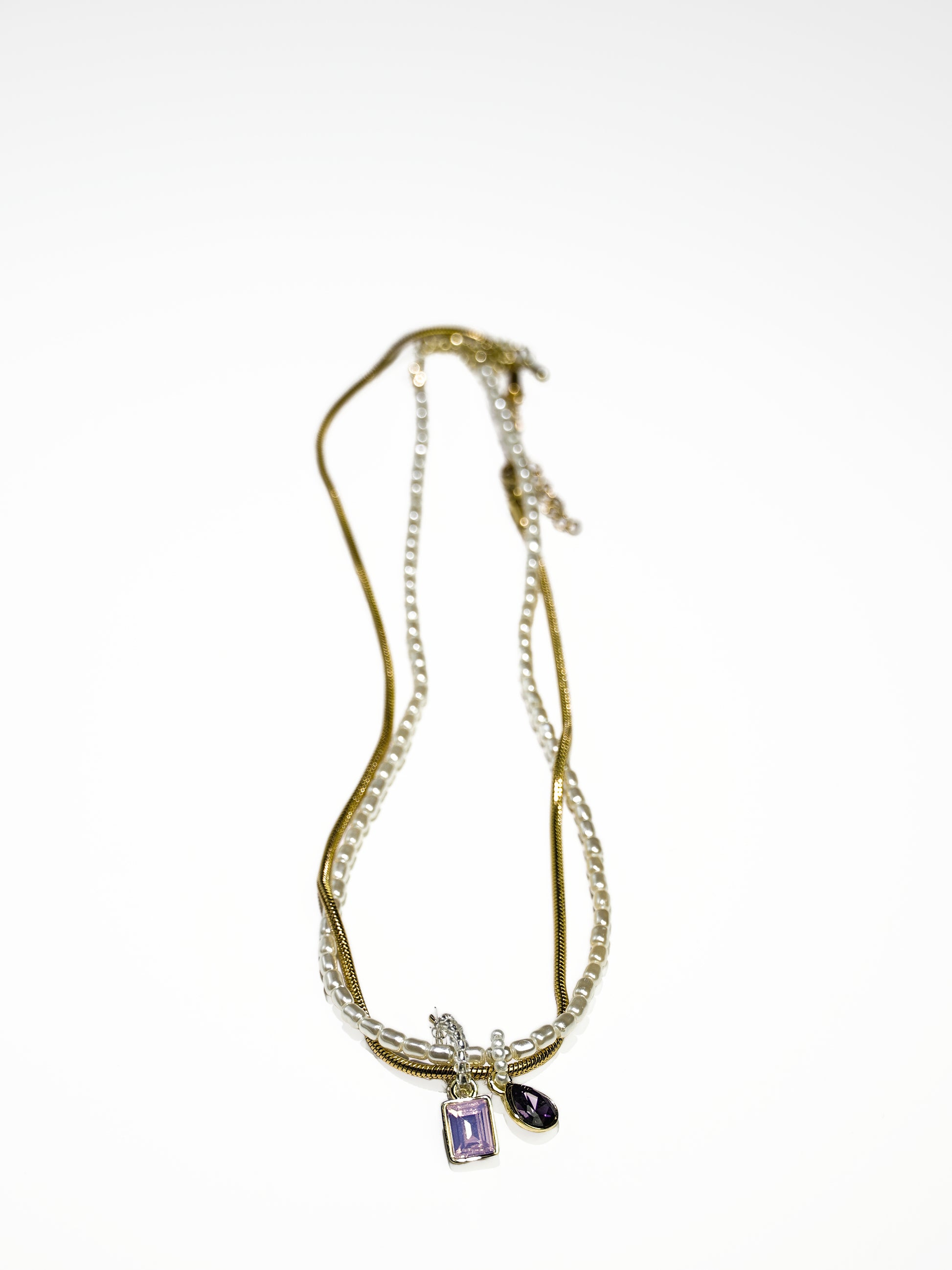 14K Gold & Artificial Pearls Double-Layer Replaceable Necklace-06