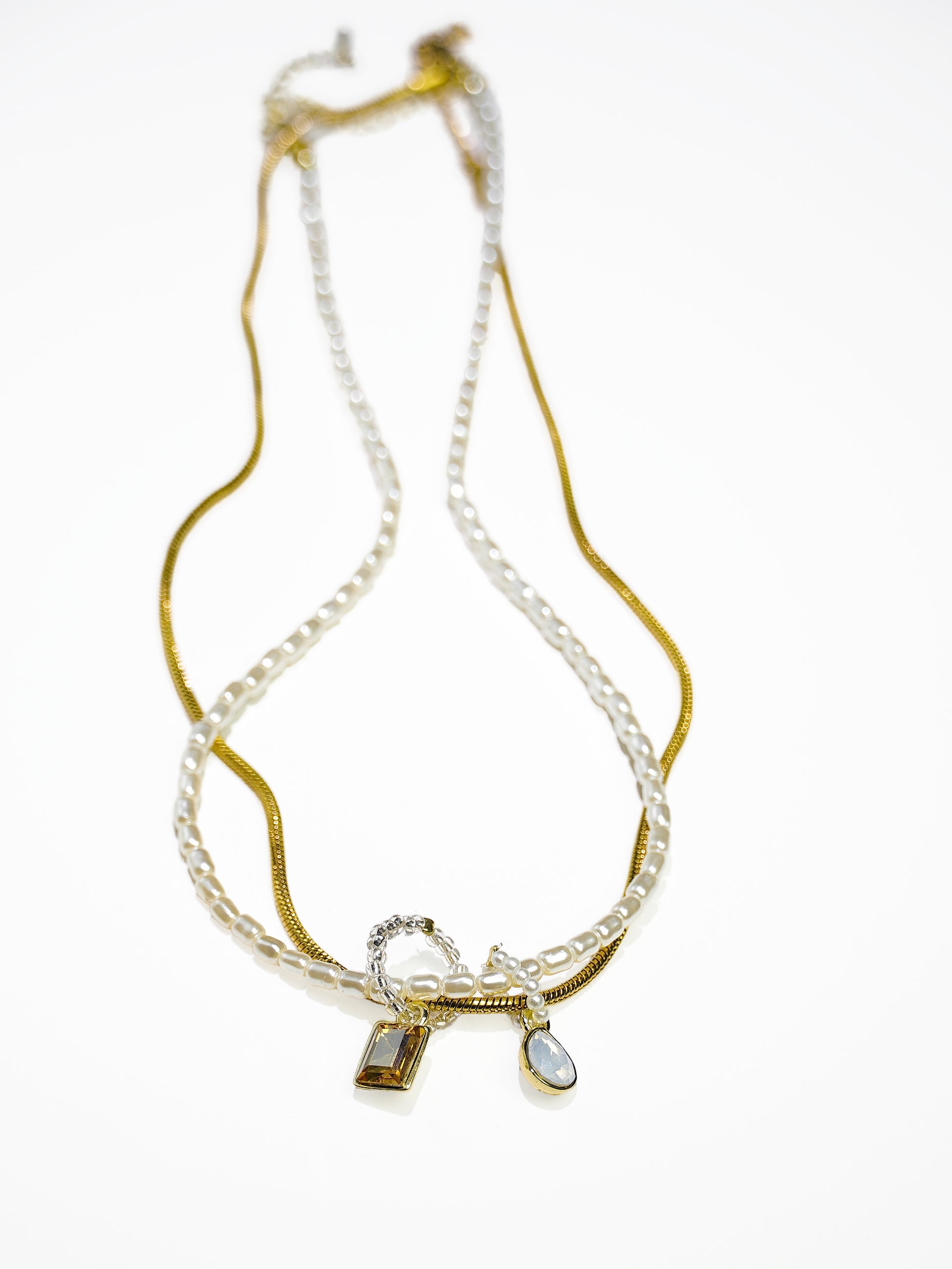 14K Gold & Artificial Pearls Double-Layer Replaceable Necklace-07