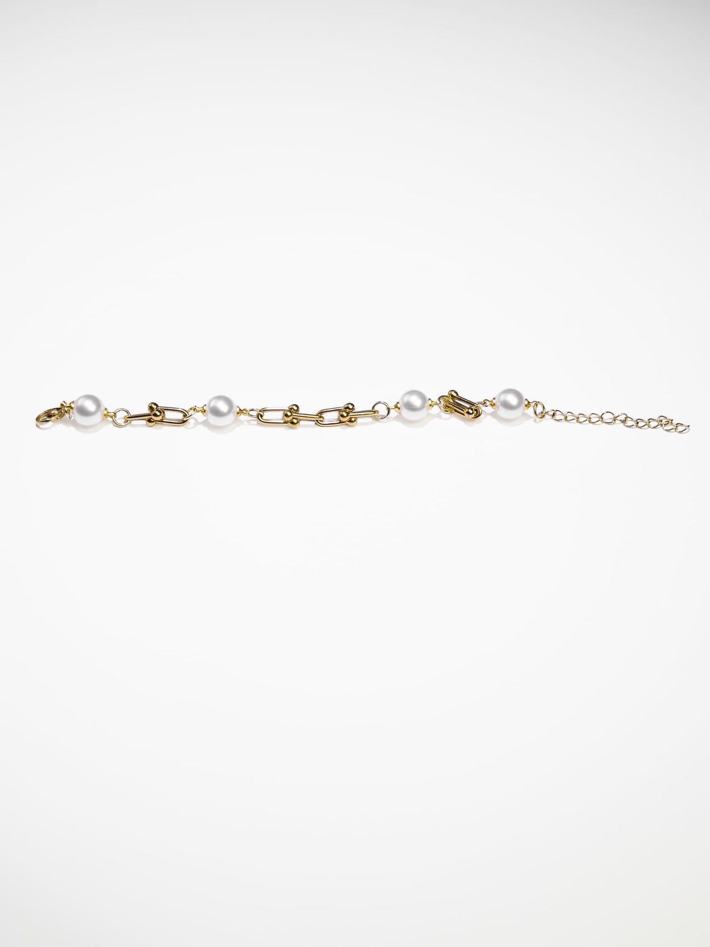 Artificial Pearl Stainless Steel U-Shaped  horseshoe chain adjustable bracelet-10