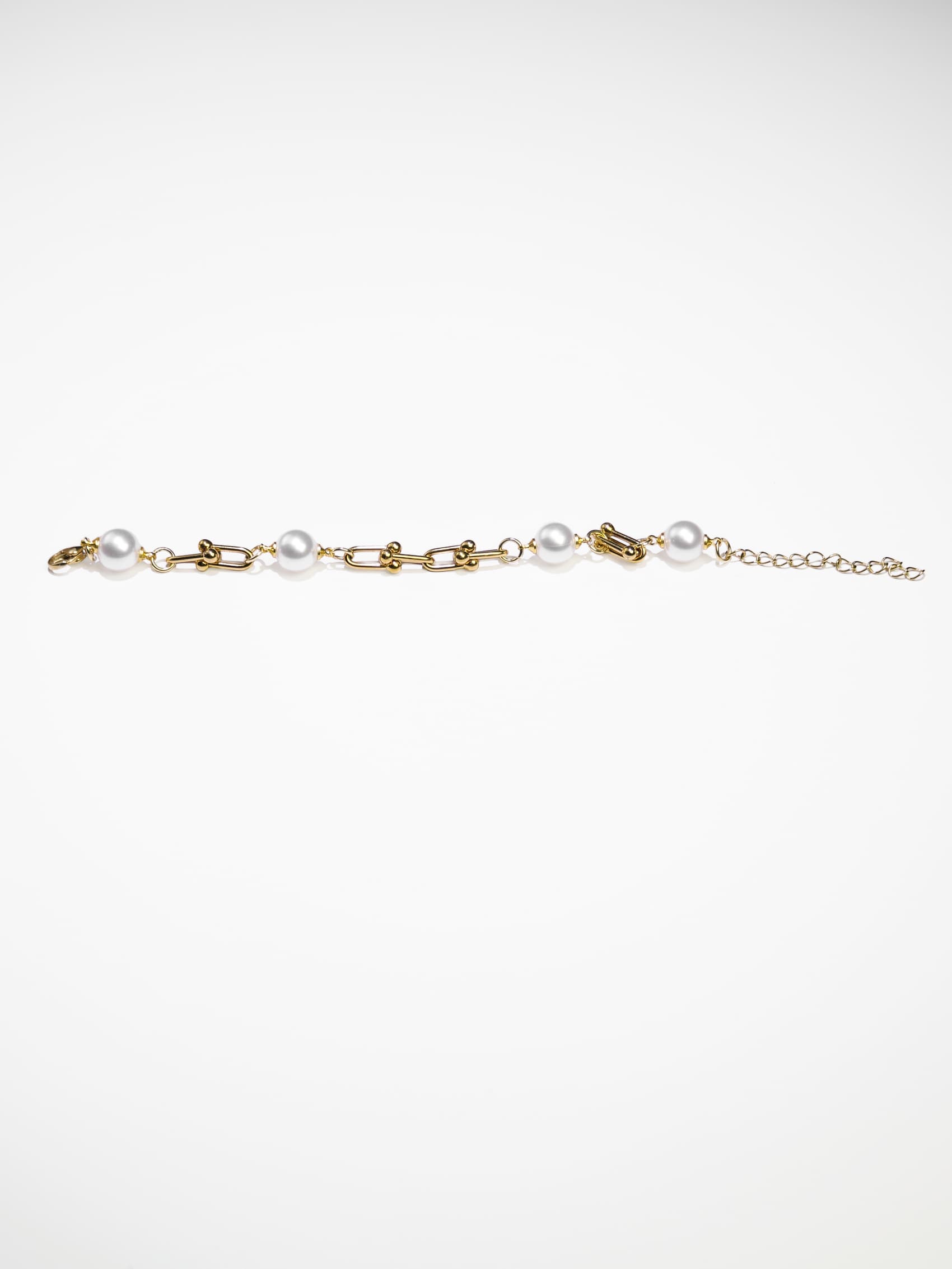 Artificial Pearl Stainless Steel U-Shaped  horseshoe chain adjustable bracelet-10