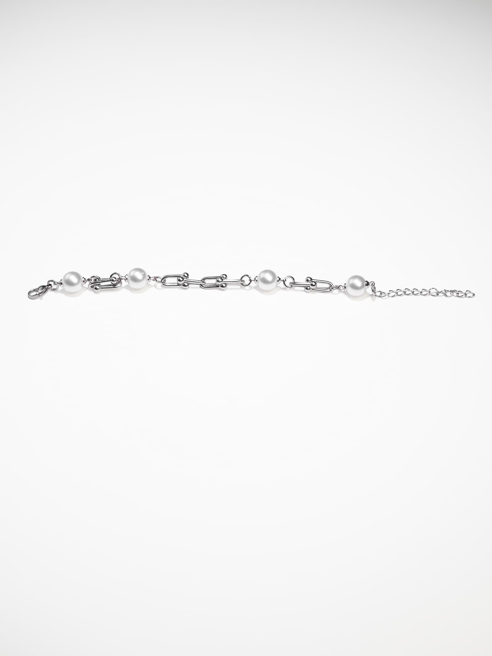 Artificial Pearl Stainless Steel U-Shaped  horseshoe chain adjustable bracelet-11