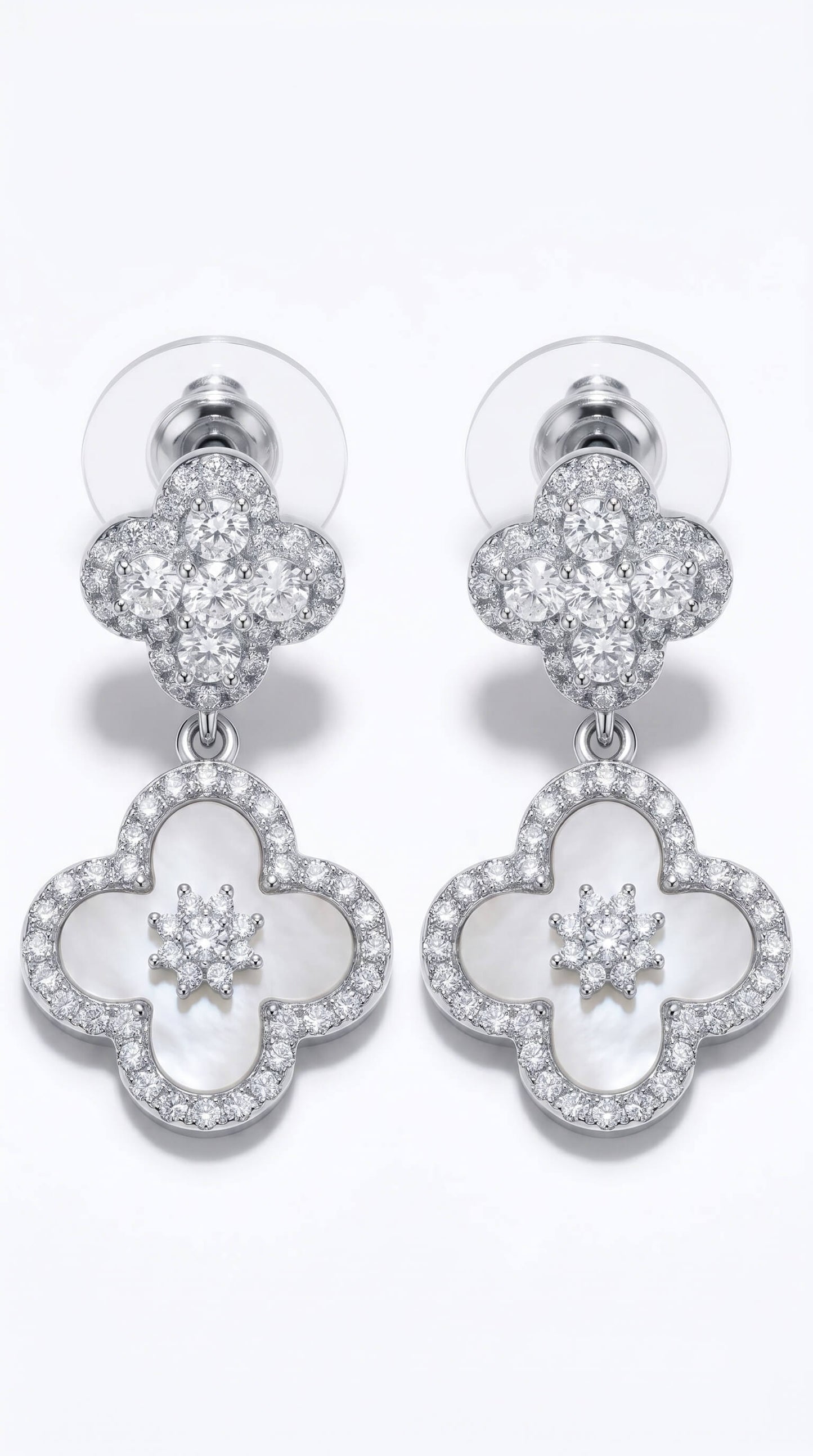 18K Rose Gold Plated Lucky Leaf Shell Pearls Pendant Earrings