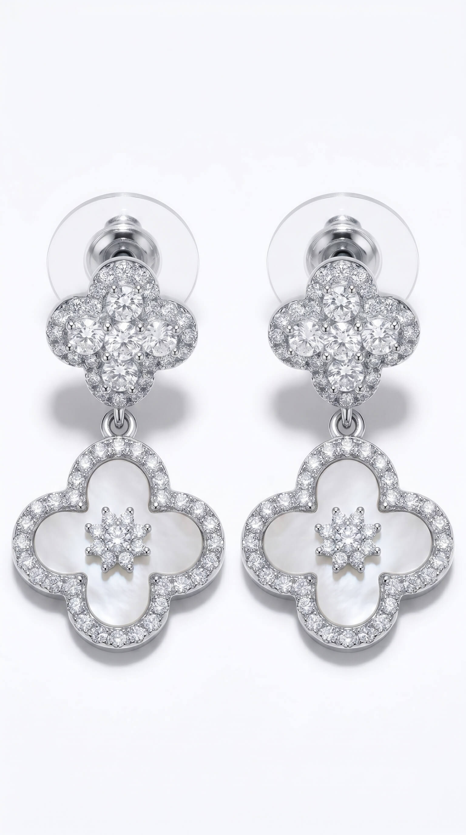 18K Rose Gold Plated Lucky Leaf Shell Pearls Pendant Earrings