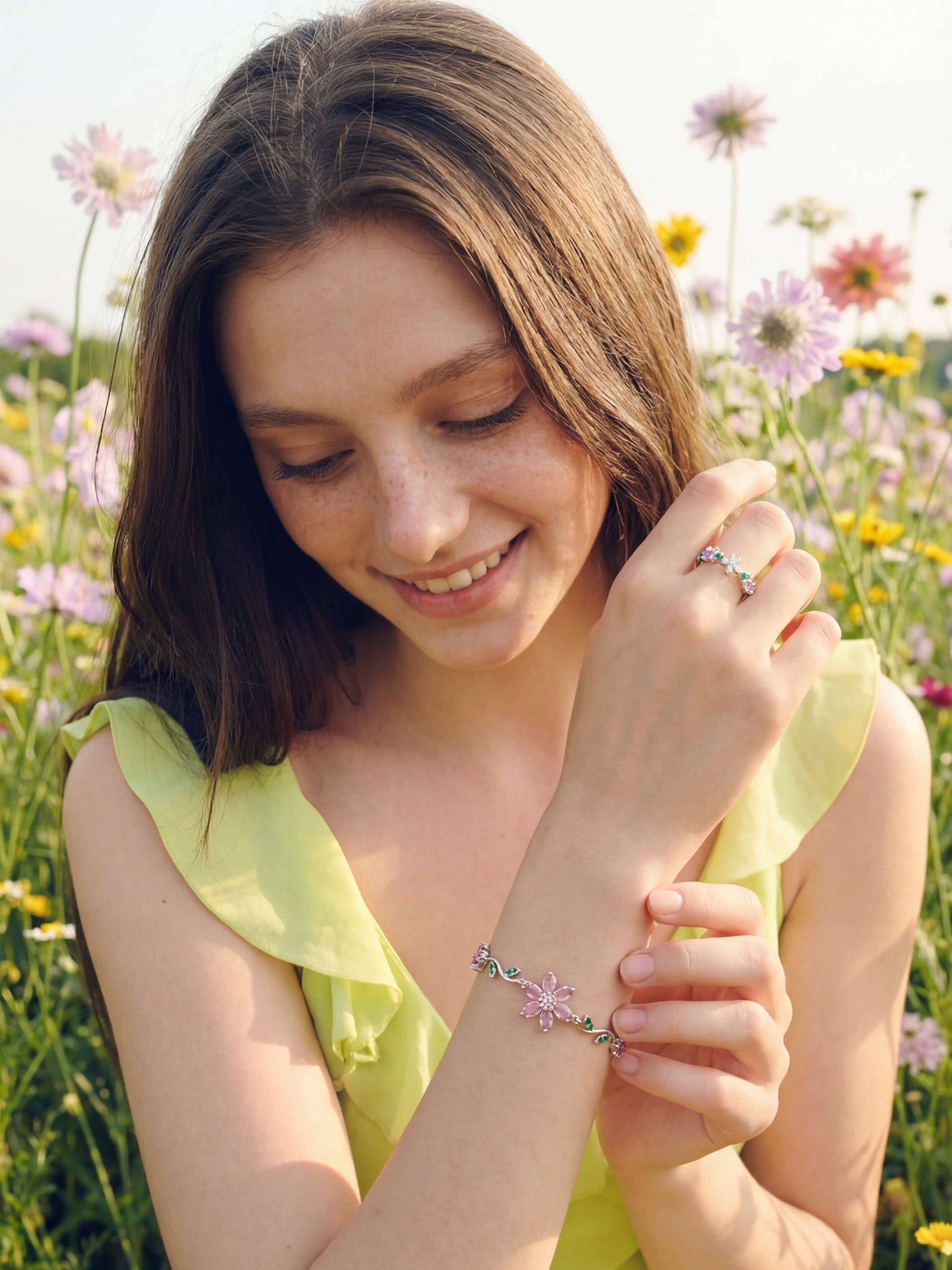 18K Gold Plated Multi Diamond Flower Ring