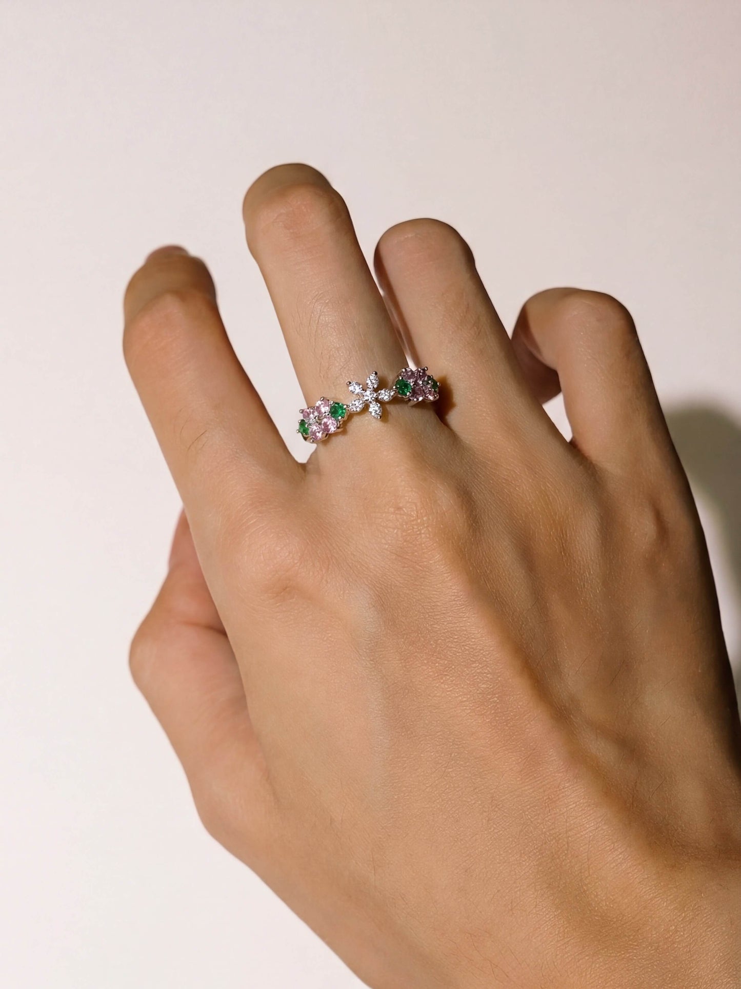 18K Gold Plated Multi Diamond Flower Ring