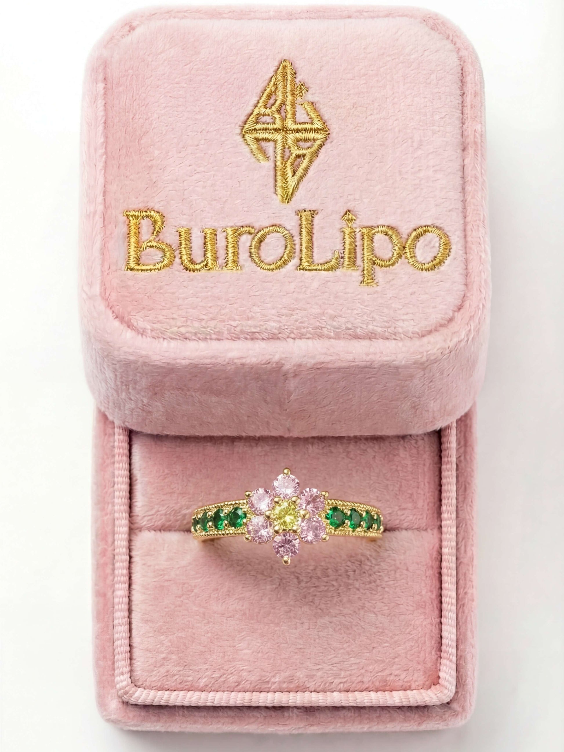 18K Gold Plated Pink Floral Ring