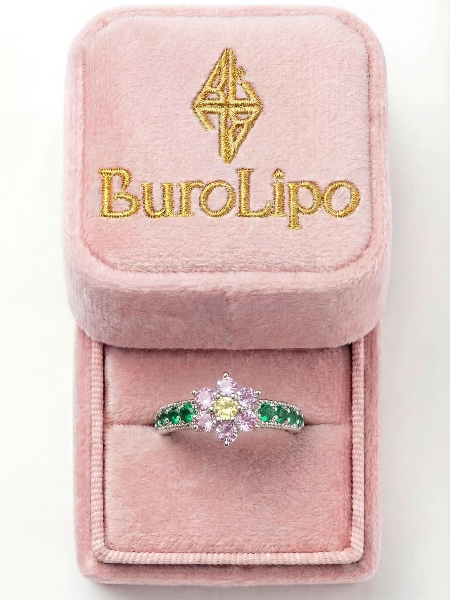 18K Gold Plated Pink Floral Ring