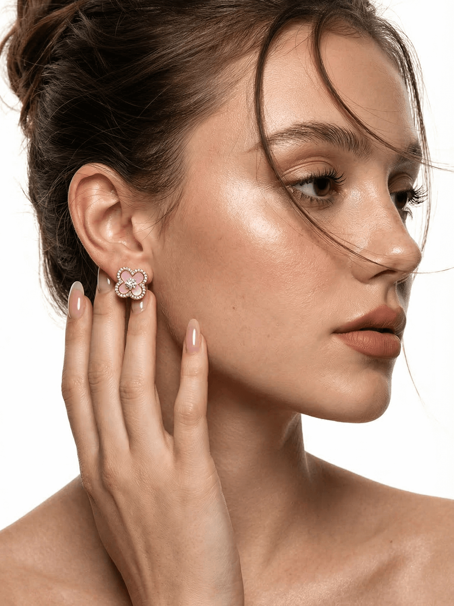 18K Rose Gold Plated Lucky Leaf Shell Pearls Earrings