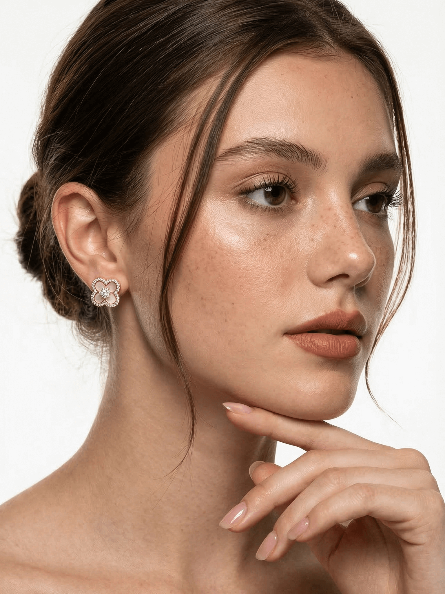 18K Rose Gold Plated Lucky Leaf Shell Pearls Earrings