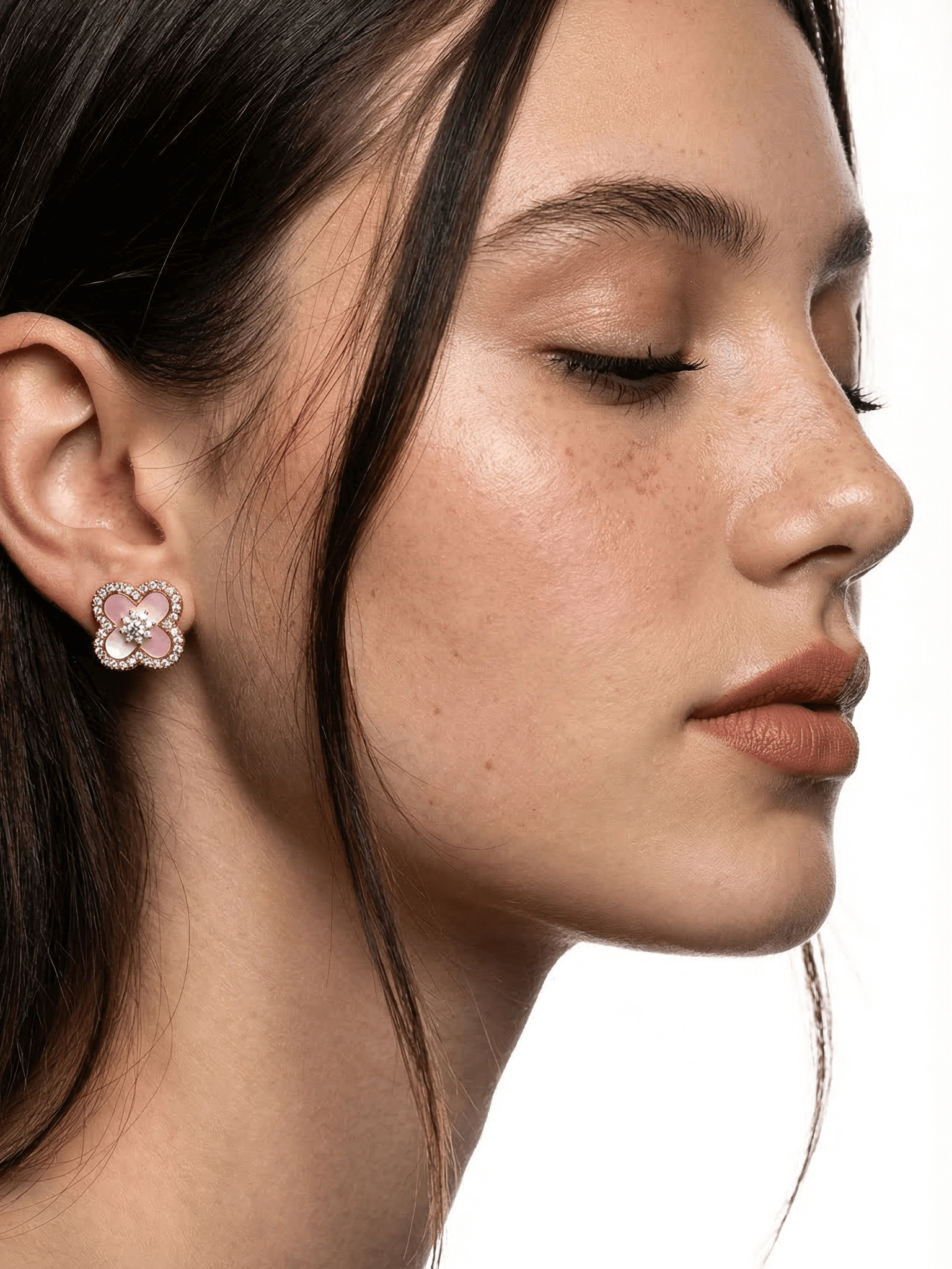 18K Rose Gold Plated Lucky Leaf Shell Pearls Earrings