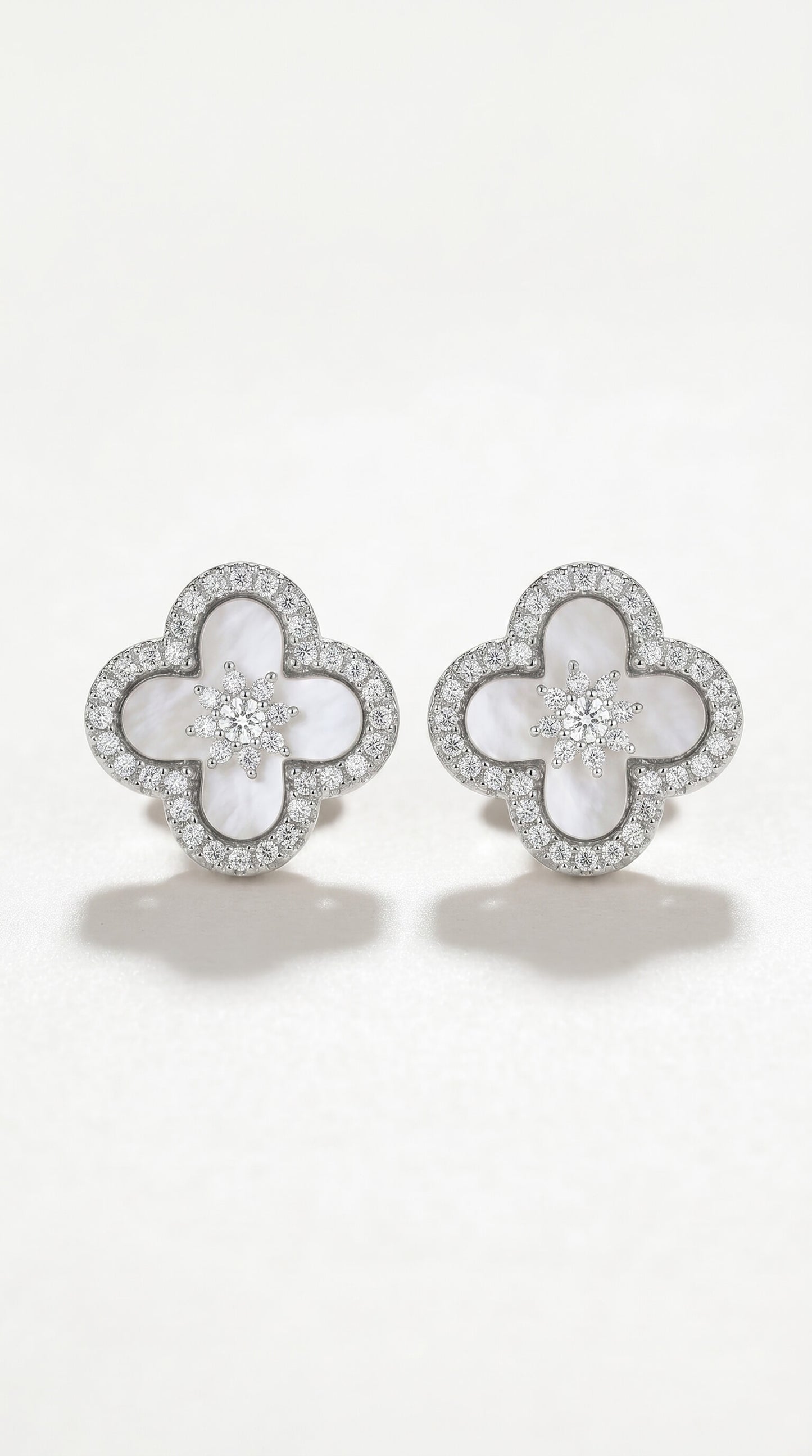 18K Rose Gold Plated Lucky Leaf Shell Pearls Earrings