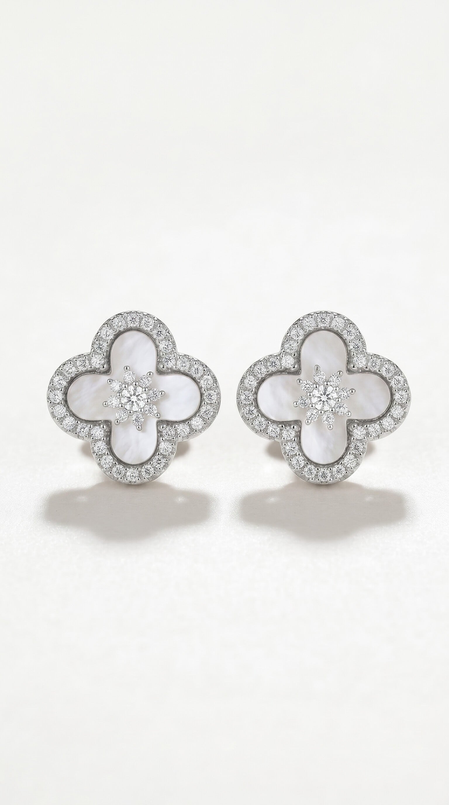 18K Rose Gold Plated Lucky Leaf Shell Pearls Earrings