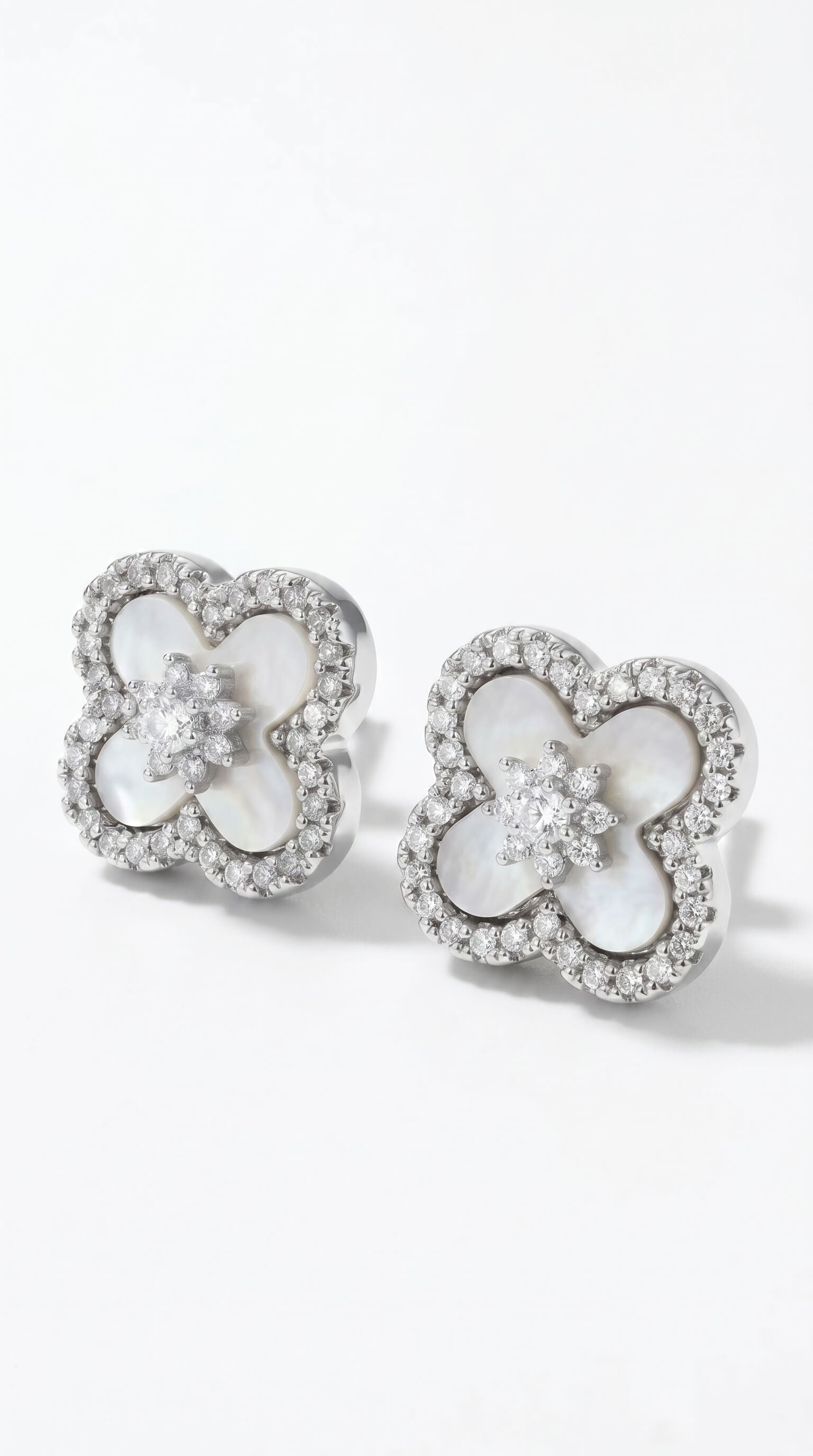 18K Rose Gold Plated Lucky Leaf Shell Pearls Earrings
