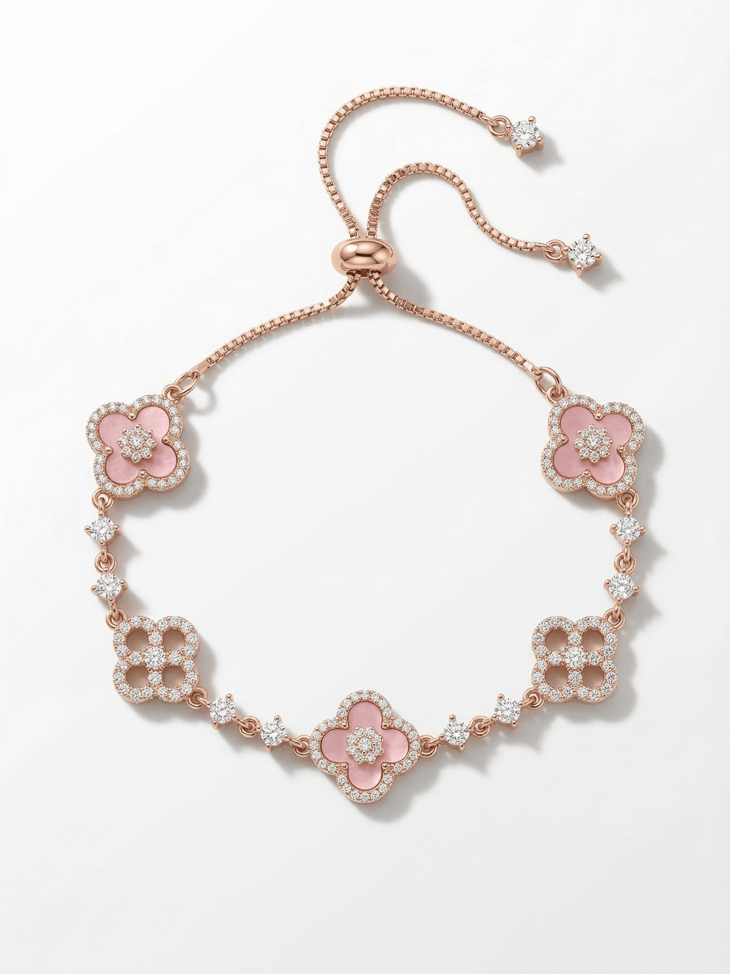 18K Rose Gold Plated Lucky Leaf Shell Pearls Bracelet