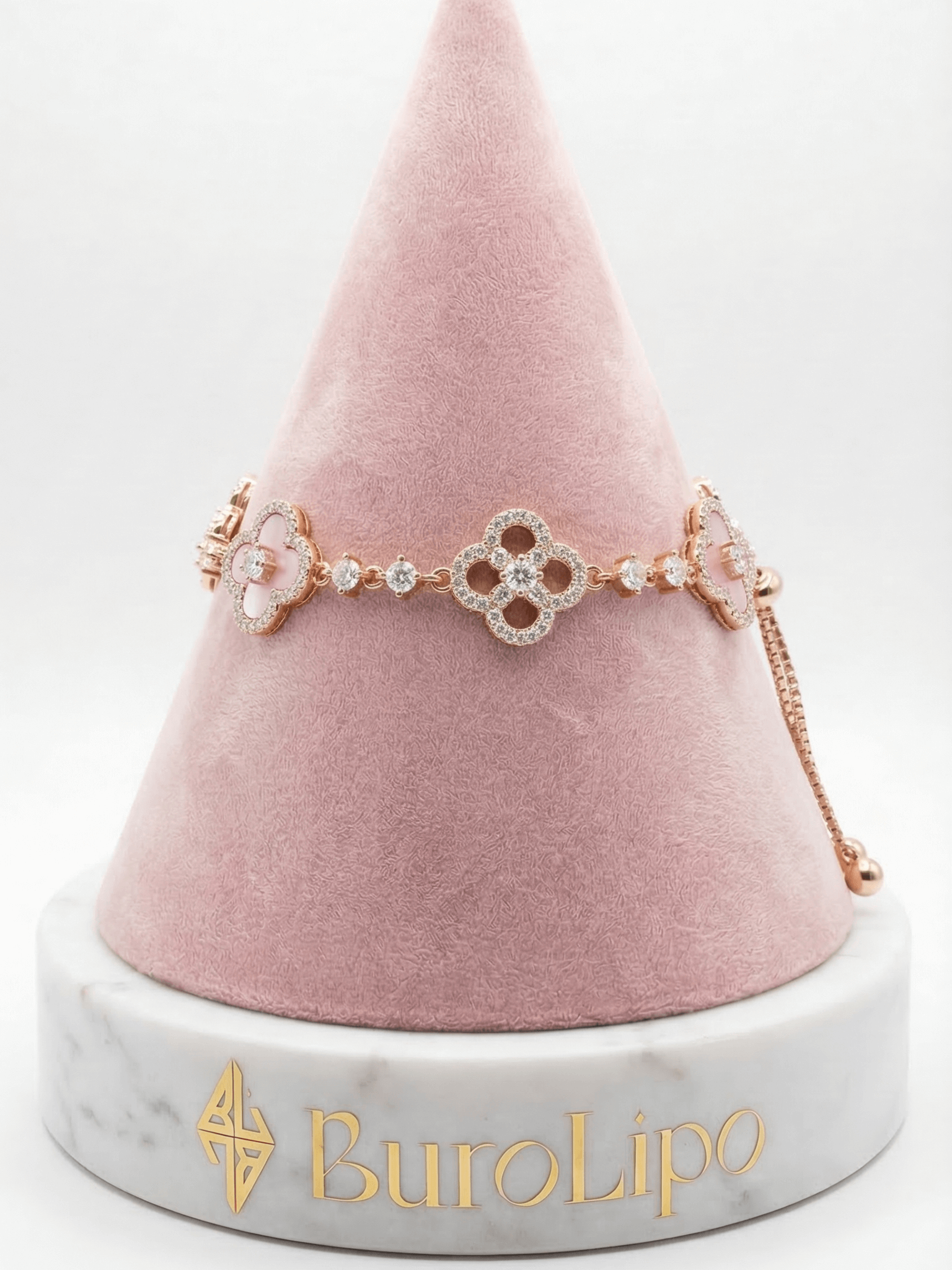 18K Rose Gold Plated Lucky Leaf Shell Pearls Bracelet