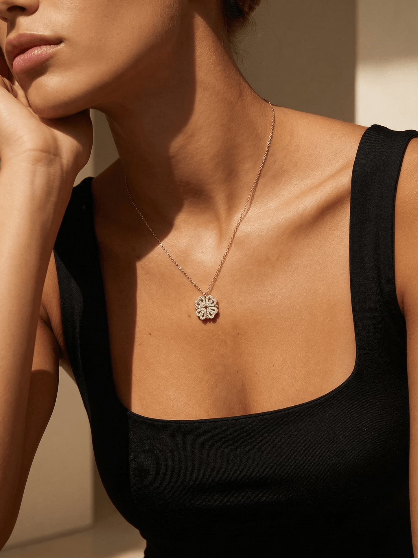 18K Gold Plated Lucky Leaf Magnetic Necklace