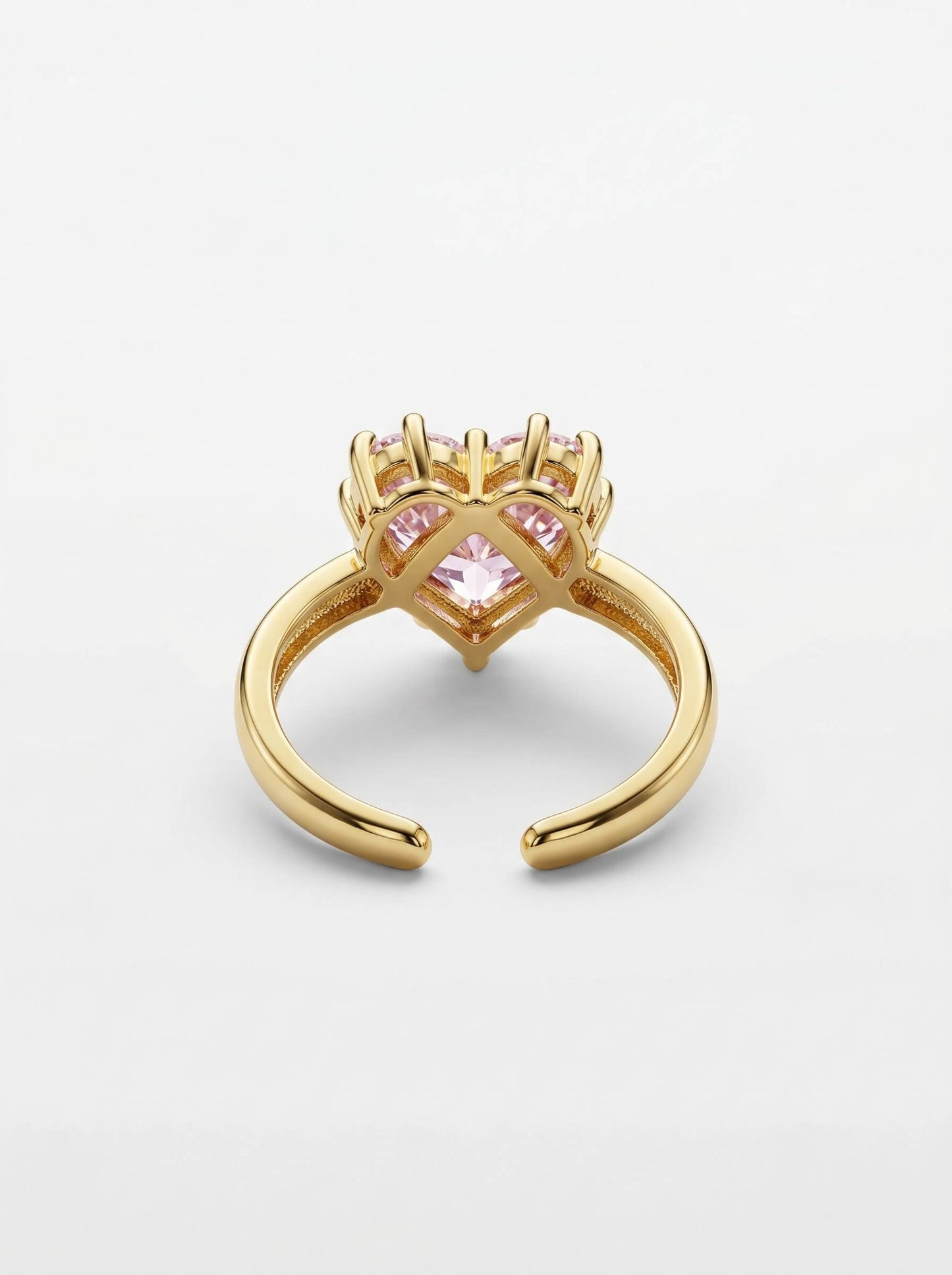 18K Gold Pink Zircon Heart Romance Ring