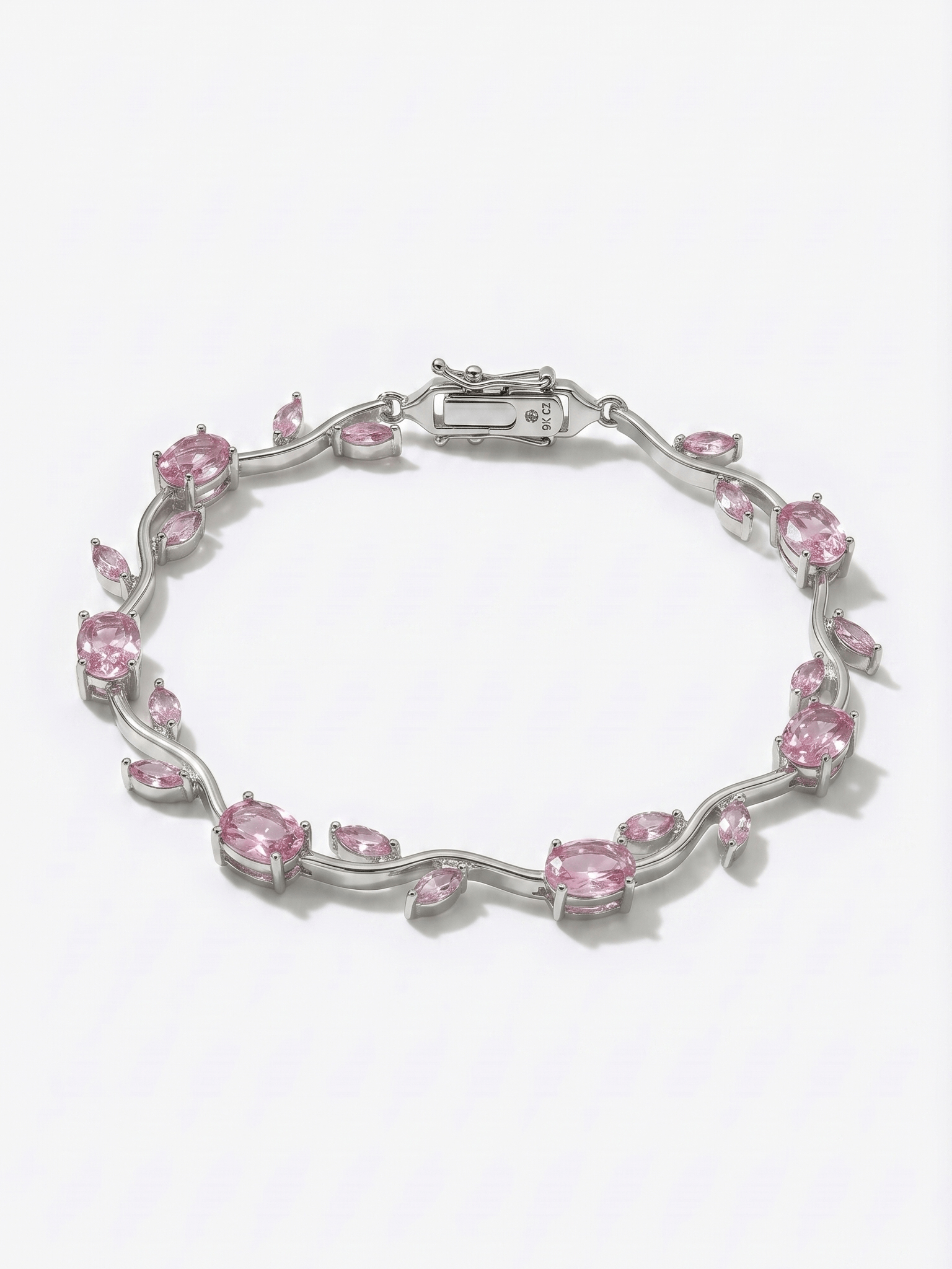18K Gold Flower Zirconia Tennis Bracelet