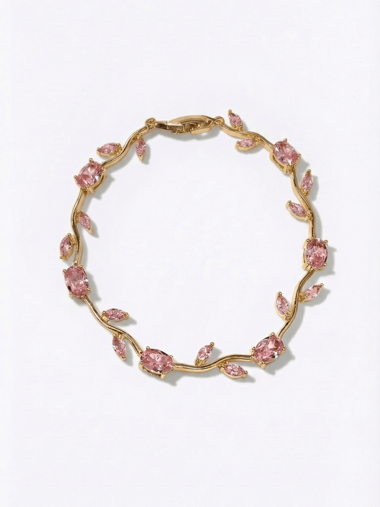 18K Gold Flower Zirconia Tennis Bracelet