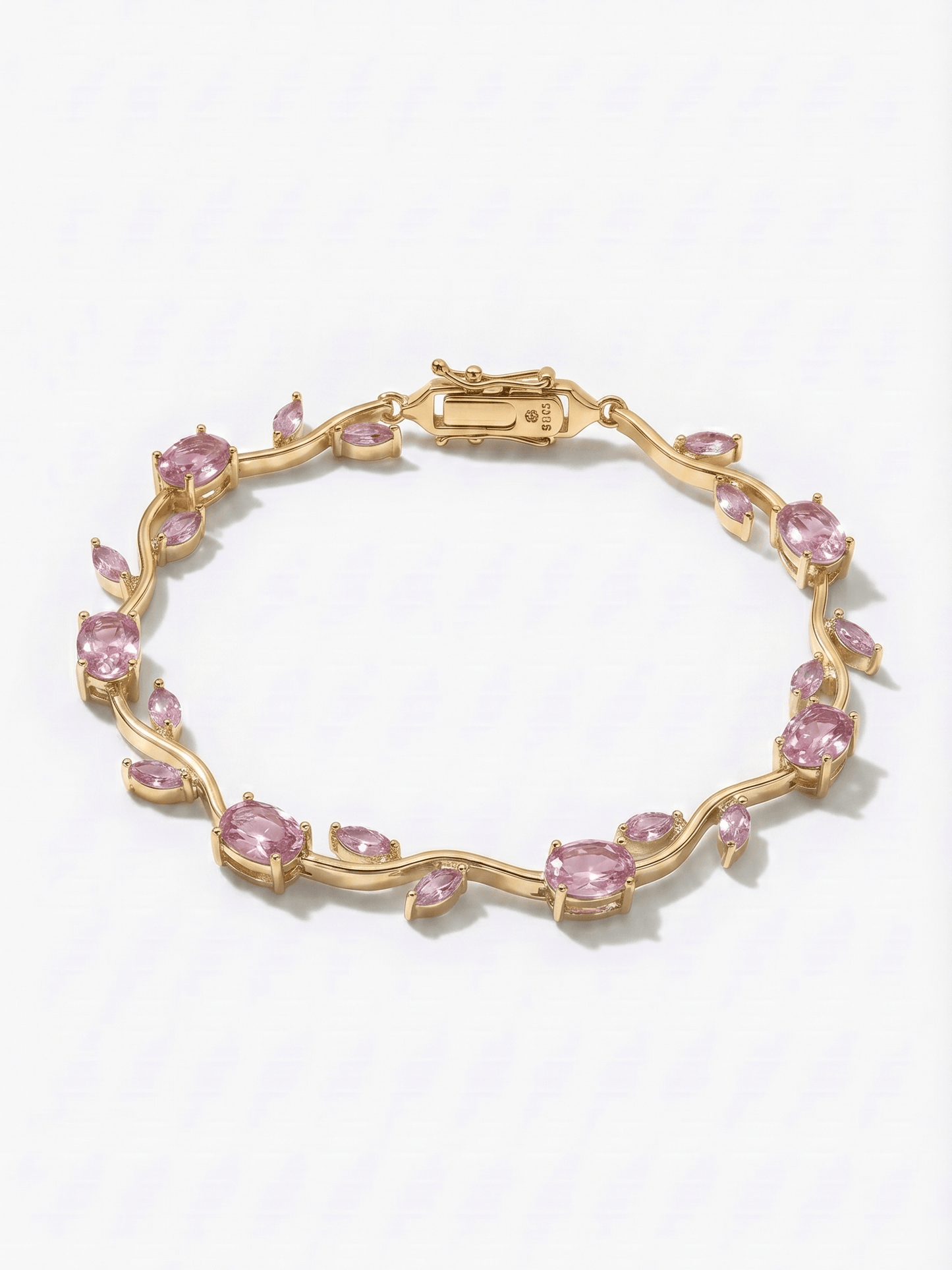 18K Gold Flower Zirconia Tennis Bracelet