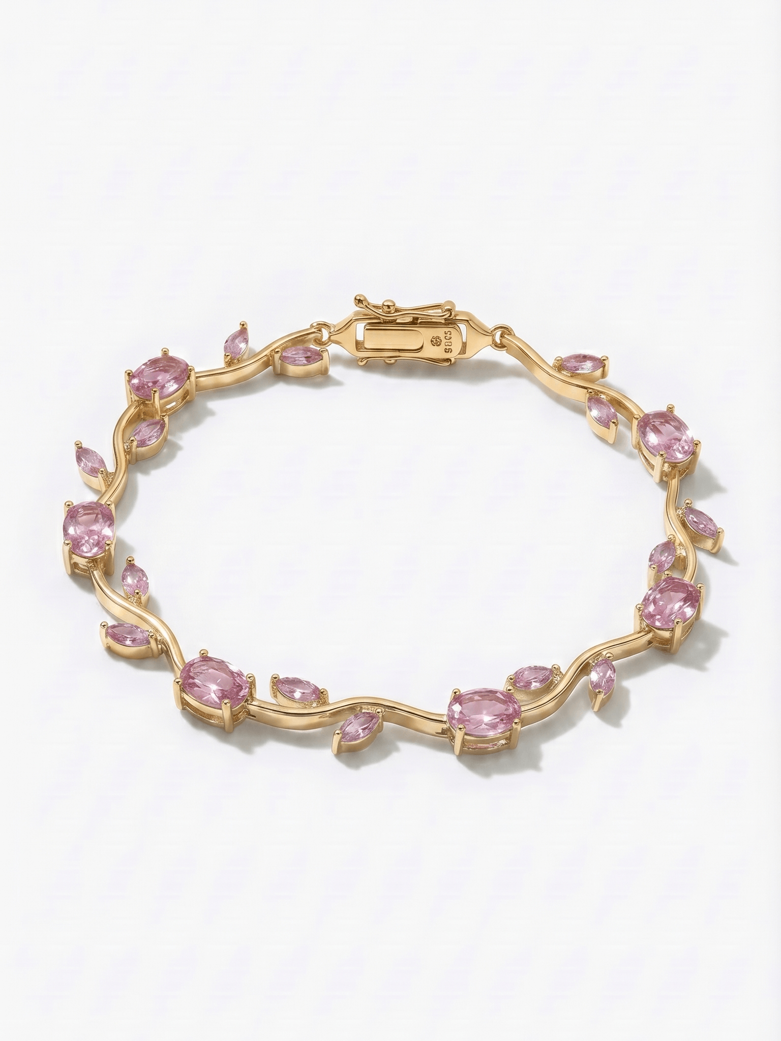 18K Gold Flower Zirconia Tennis Bracelet