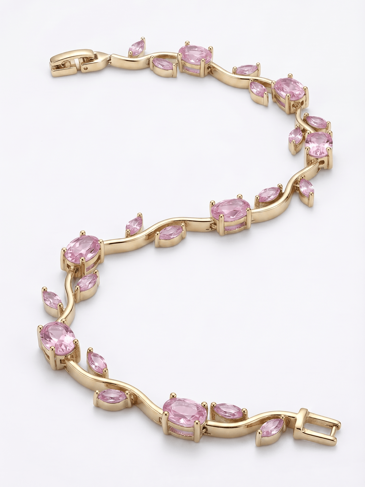 18K Gold Flower Zirconia Tennis Bracelet
