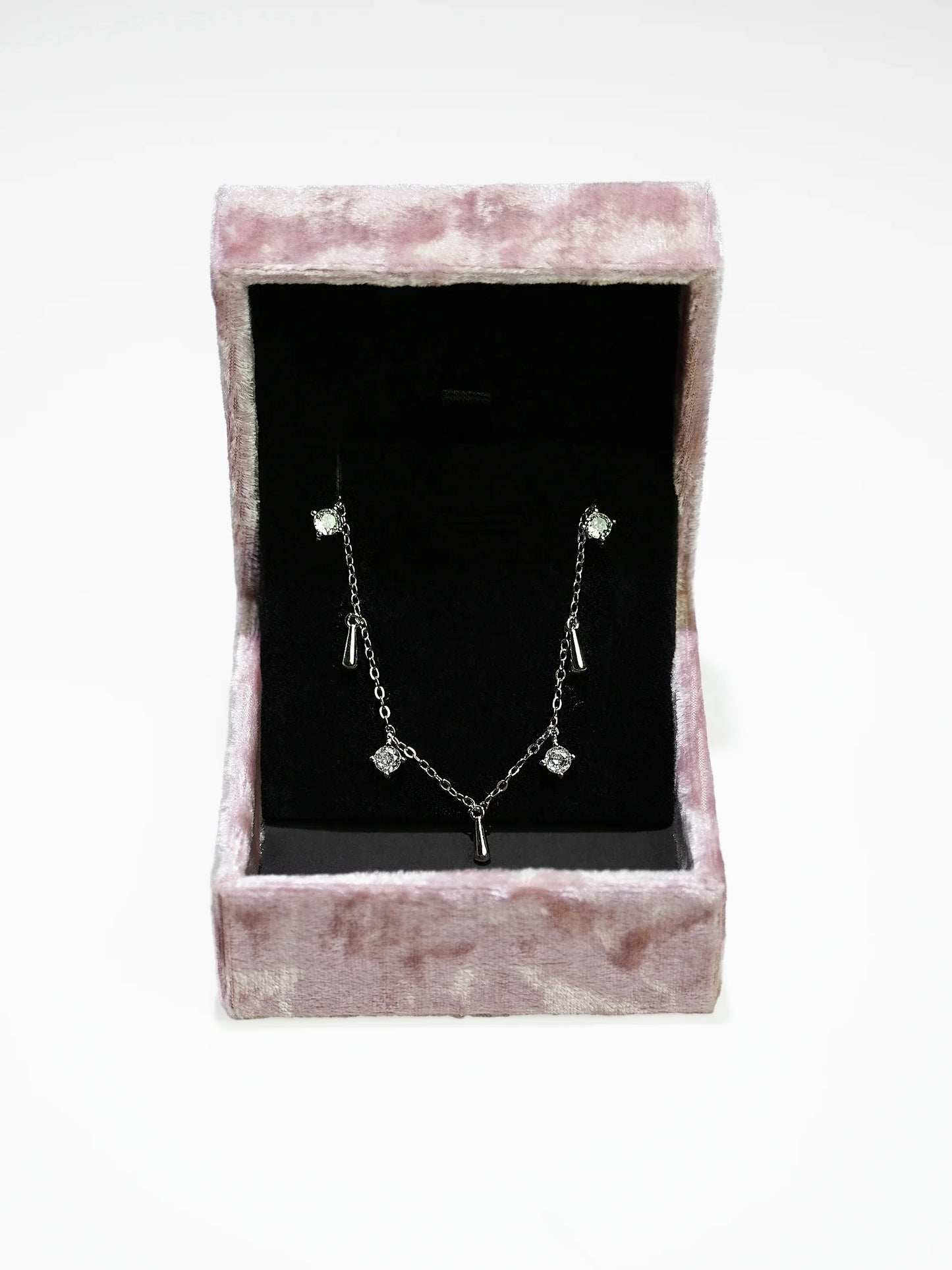 14K Gold Natural Diamond Bezel Multi Raindrop Necklace-12