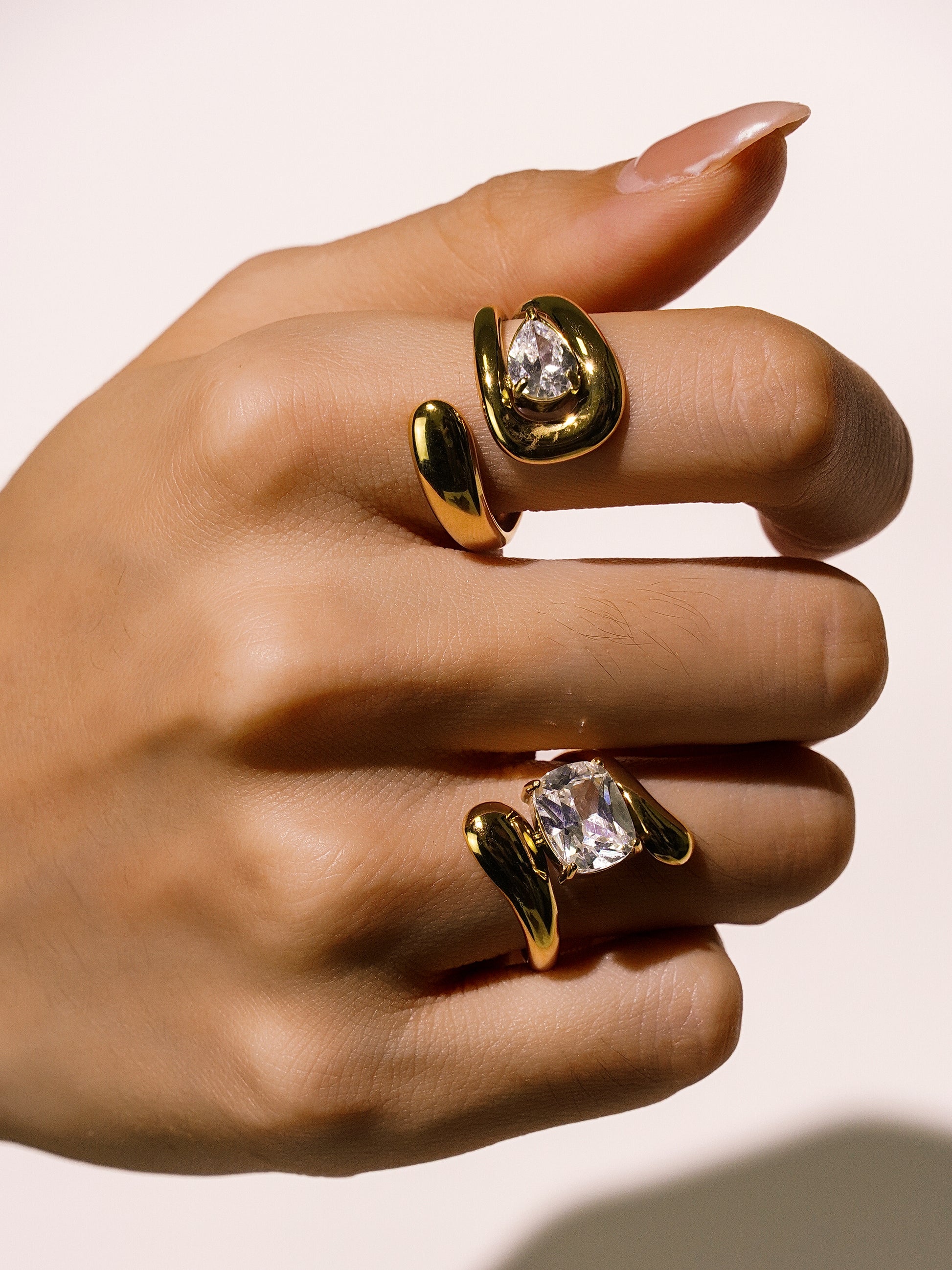 16K Gold Vintage Stainless Steel Zircon Stone Chunky Ring-08