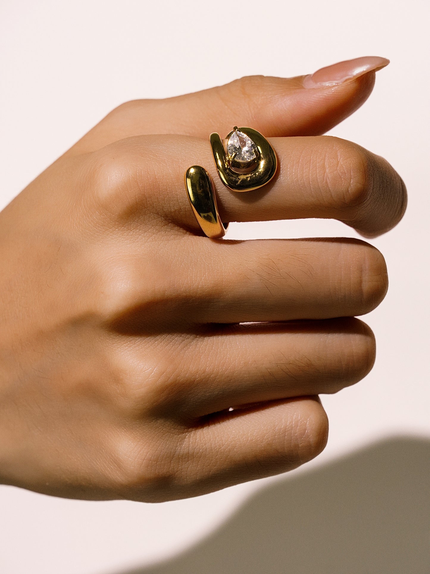 16K Gold Vintage Stainless Steel Zircon Stone Chunky Ring-06